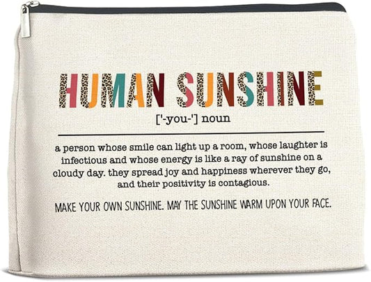 Thank You Gifts for Women Human Sunshine Makeup Bag, Appreciation Gifts for Coworkers Leader Boss Nurse Teacher Friends Cosmetic Bag Zipper Makeup Pouch