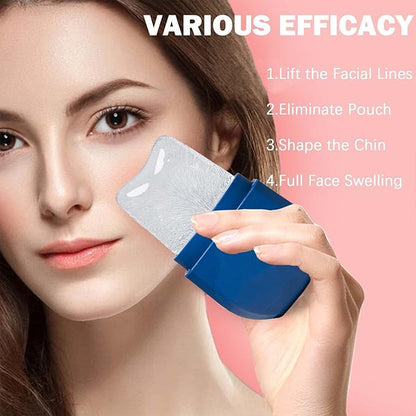Upgrade Ice Cube Face Roller, Facial & Eyes and Neck, Brighten Skin & Enhance Your Natural Glow, Facial Treatment to Tighten Skin & De-Puff The Eye Area, Cryotherapy for Face (Navy Blue)