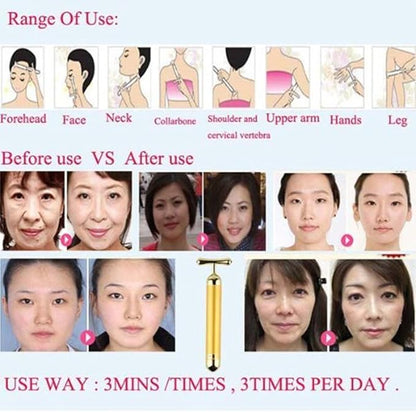 AnHua Beauty Massage 24K Golden Anti-Aging Pulse Skin Care Gold Facial Roller Massage