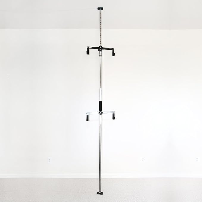 SPAREHAND Dual Bike Storage Rack - Heavy Duty, Adjustable Q-Rack II with 80 Lbs. Weight Capacity - Vertical Floor Storage System for 2 Bikes - Ideal for Garage and Indoor Bicycle Storage - Chrome