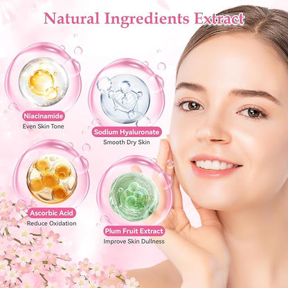 Skin Care Set, Cherry Blossom Skin Care Sets & Kits, Skin Care for Teenage Girls Gift Set with Cleanser, Toner, Serum, Eye Cream, Facial Cream, Facial Skin Care Sets & Kits for Teenage Girls Women