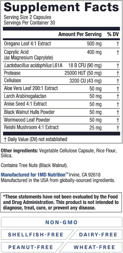 1MD Nutrition BalanceMD Vaginal Probiotics | Oregano & Caprylic Acid with Lactobacillus & Digestive Enzymes | Promotes Intestinal Flora Balance | 60 Capsules