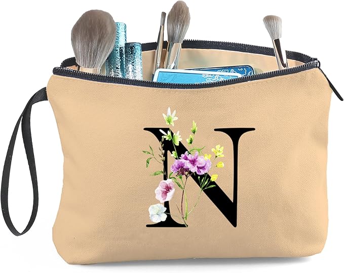 SEAMOON Appreciation Initial Monogram Gifts for Sisters from Sister Employees Team Bride Womens Unique Mom Personalized Makeup Cosmetic Bag with Mirror Mothers Day Christmas Graduation N