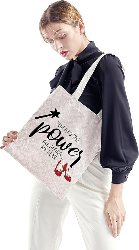ZJXHPO Inspired Gift TV Show Gift You Had The Power All Along My Dear Makeup Bag Inspirational Canvas Tote Bag (The Power tote bag)