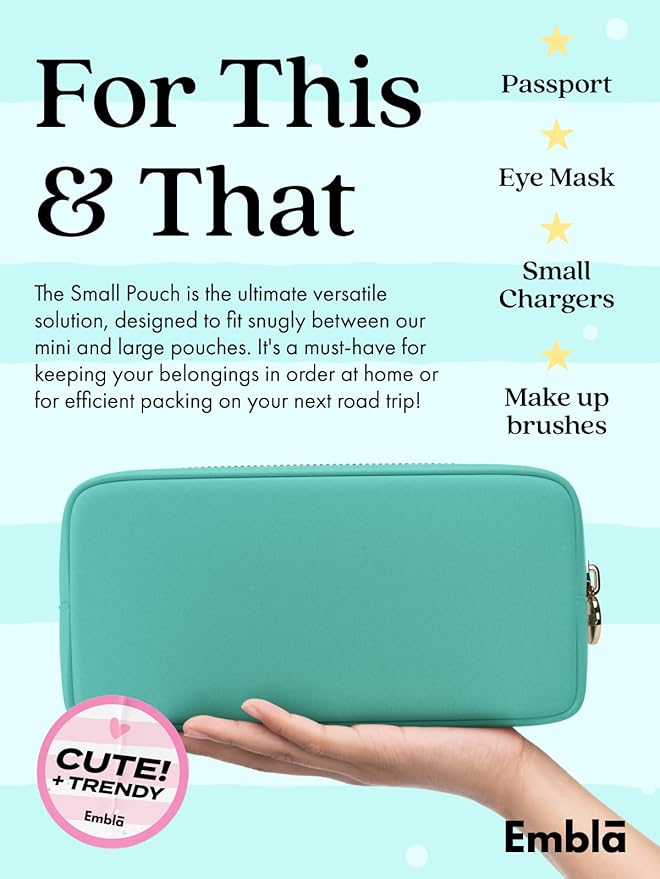 Makeup Bag Travel Cosmetics Pouch and Toiletry Case, Nylon Zipper Pouch Purse, Cute Make Up Organizer Storage Tote for Women Girls, Waterproof Travel Skincare Case, Small Makeup Bags, Candy Floss