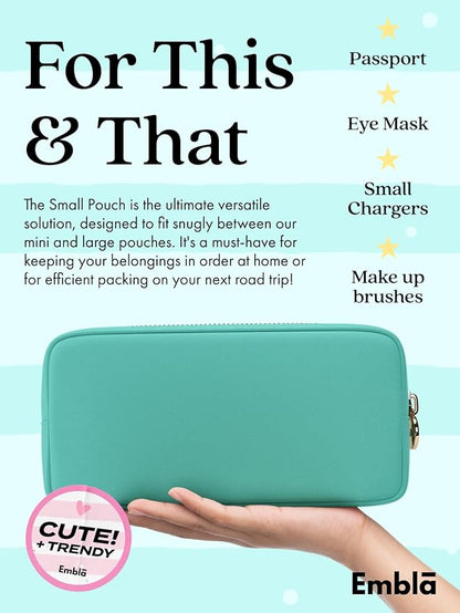 Makeup Bag Travel Cosmetics Pouch and Toiletry Case, Nylon Zipper Pouch Purse, Cute Make Up Organizer Storage Tote for Women Girls, Waterproof Travel Skincare Case, Small Makeup Bags, Candy Floss