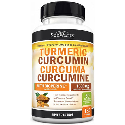 Turmeric Curcumin with Black Pepper Extract 1500mg - High Absorption Ultra Potent Turmeric Supplement with 95% Curcuminoids and BioPerine - Non GMO Tumeric Capsules for Joint Support - 180 Capsules