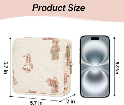 Small Makeup Bag for Purse,Quilted Cosmetic Pouch, Mini Make up Bags with Compartments Inside, Cute Cosmetic Organizer for Women, Travel Toiletry Bag