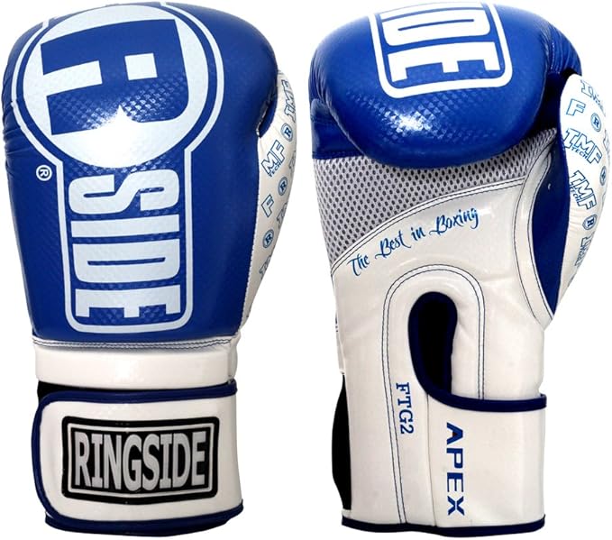 Ringside Apex Flash Boxing Training Sparring Gloves , BL/WH, 14 oz