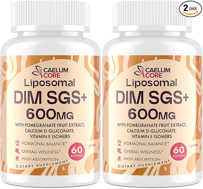 Liposomal DIM SGS Supplement 600 mg - DIM Supplement for Women & Men, Estrogen Supplements Contains Sulforaphane Glucosinolate, Pomegranate Fruit - Support Detox and Antioxidant (2 Pack)