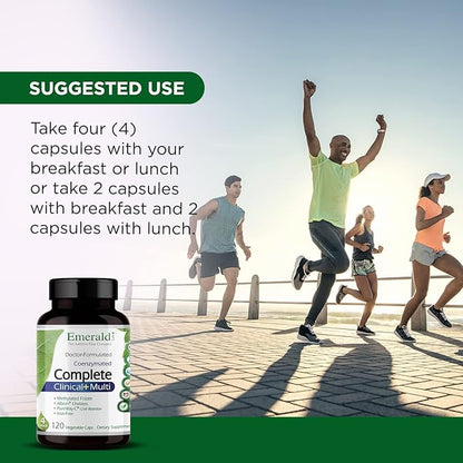 EMERALD LABS Complete Clinical Multi - Multivitamin with Methylated Folate, Vitamin D3, Digestive Enzymes & More for Gut Health, Immune Support & More* - 120 Vegetable Capsules (30-Day Supply)
