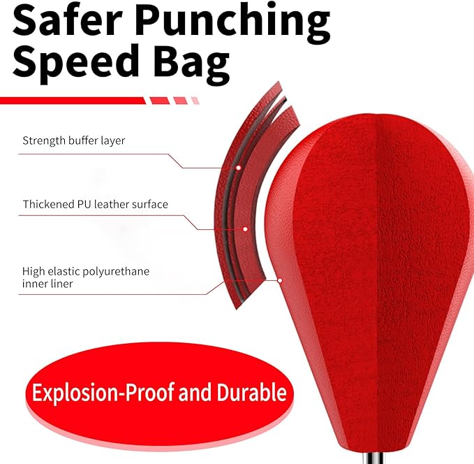 Punching Bag for Adults and Kids - Height Adjustable Suction Cup Base Boxing Bag with Stand, Boxing Equipment Fitness, Reflex Bag Speed Bag for Training