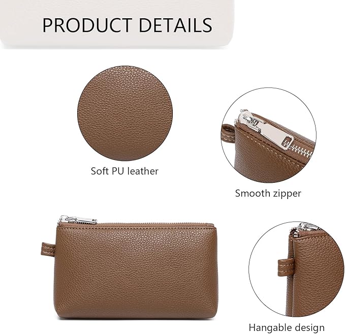 PU Leather Makeup Simple and Convenient Handbag Small Exquisite Storage Bag (Pu/Toffee Brown)