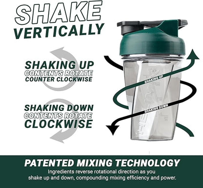 HELIMIX 1.5 Vortex Blender Shaker Bottle Holds Upto 20oz | No Blending Ball or Whisk | USA Made | Portable Pre Workout Whey Protein Drink Shaker Cup | Mixes Cocktails Smoothies Shakes | Top Rack Safe