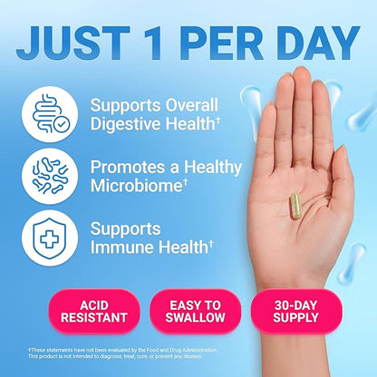 Dr. Berg 60 Billion Probiotic Supplement - Supports Occasional Constipation, Diarrhea, Gas & Bloating* - Pre and Probiotics for Digestive Health - 30 Probiotic Capsules