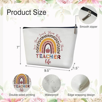 Teacher Life Love Makeup Bag - Rainbow Purse, Appreciation Gift for Her, Mentor, Travel Accessories -21