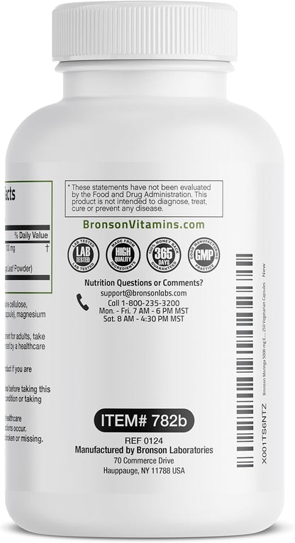 Bronson Moringa Extra Strength Capsules Moringa Oleifera Powder, 250 Count