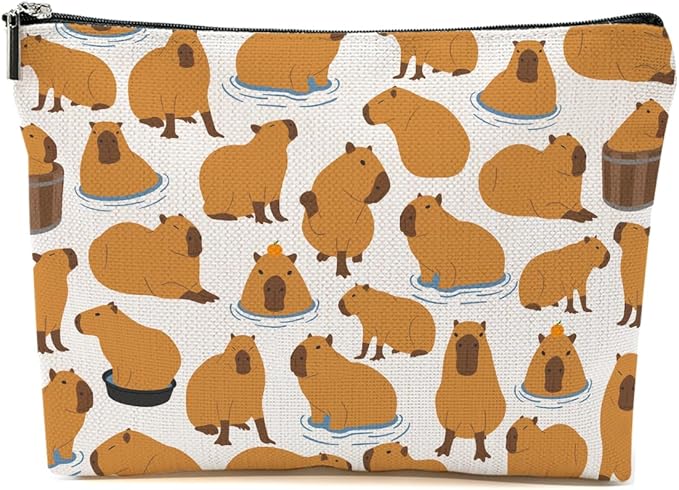 Cute Capybara Makeup Bag, Capybara Gifts for Women, Capybara Lovers Cosmetic Bag Travel Organizer Bags Makeup Pouch, Capybara Stuff Animal Lovers Gifts for Girls Coworker Christmas birthday Gifts