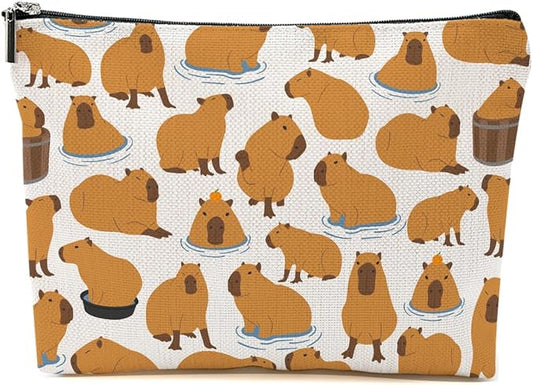 Cute Capybara Makeup Bag, Capybara Gifts for Women, Capybara Lovers Cosmetic Bag Travel Organizer Bags Makeup Pouch, Capybara Stuff Animal Lovers Gifts for Girls Coworker Christmas birthday Gifts