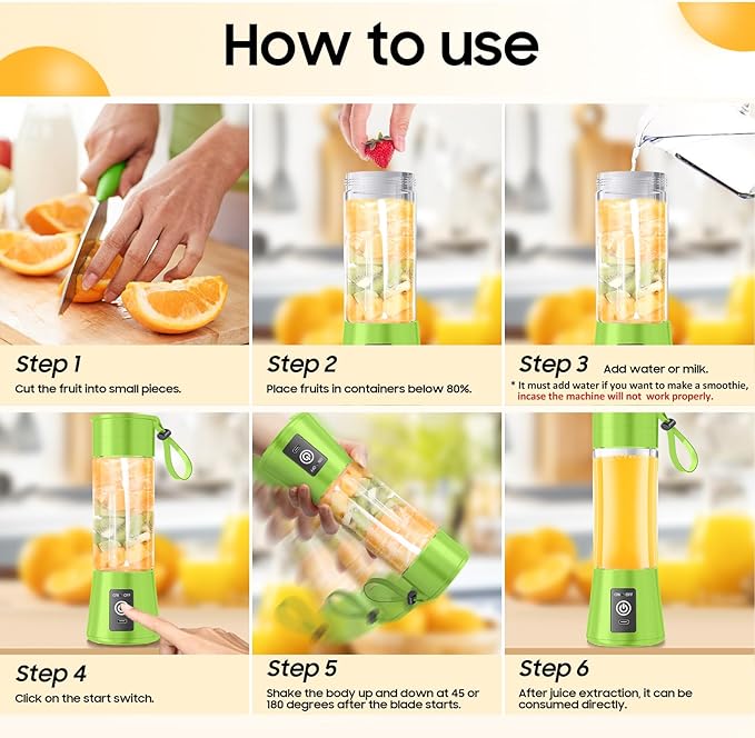 Portable Personal Size Mini Blender - 2025 Upgraded Cordless Blender for Smoothies & Shakes, Type-C Rechargeable, 380Ml Traveling BAP Free Juicer Cup for Sports/Travel/Home, 20000Rpm/Min Speed