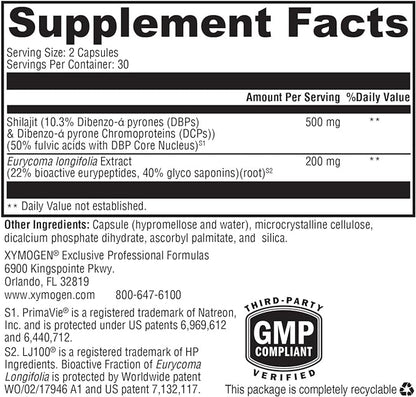 XYMOGEN TestoPlex Plus - Supports Healthy Testosterone Levels, Cognition, and Overall Vitality - Shilajit + Eurycoma longifolia Extract Supplement for Men and Women (60 Capsules)