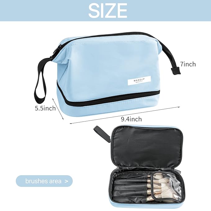 Travel Makeup Bag Cosmetic Bag Makeup Bag Toiletry bag for women and men (Large Blue)
