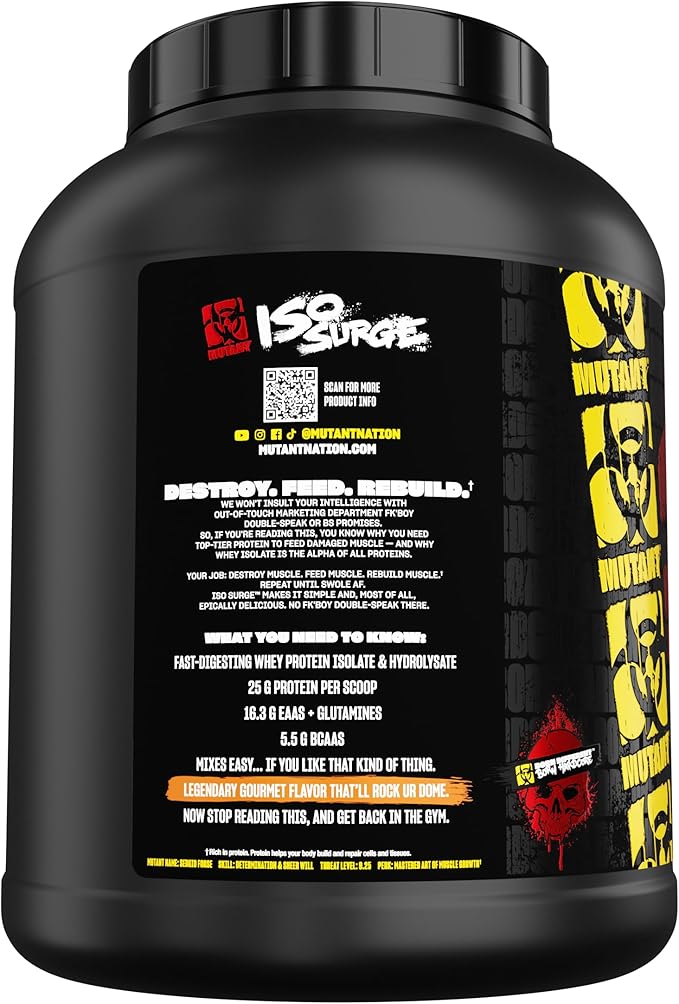 Mutant ISO Surge Whey Protein Isolate Powder Acts Fast to Help Recover, Build Muscle, Bulk and Strength, 5 lb - Peanut Butter Chocolate