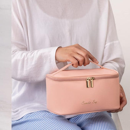 KITENROM Preppy Makeup Bag Small Cosmetic Bags for Women Little Pouch Toiletry Organizer Case(Root Pink)