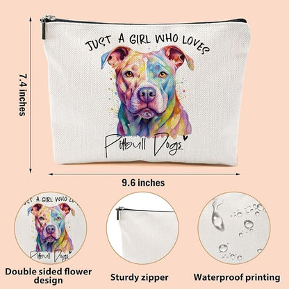 Pit Bull Gifts for Woman Makeup Bag Pitbull Lovers Cosmetic Bag Travel Organizer Bags Makeup Pouch, Christmas Birthday Friendship Animal Lovers Gifts for Women Girls Sisters
