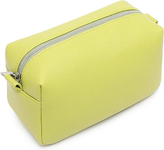 PU leather Organizer Bag Lightweight Cosmetic Bag with Ring Clasp Perfect Travel Makeup Bag for Women (Grass/PU)