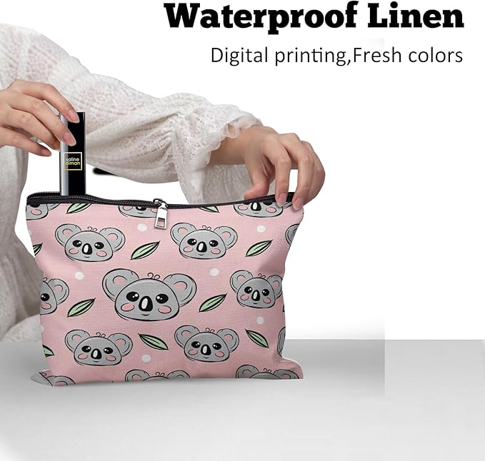 Cafl Cute Koala Face Makeup Bag Koala Cosmetic Bag for Women Large Capacity Make Up Bag Portable Travel Toiletry Pouch Organizer 10 * 8inch