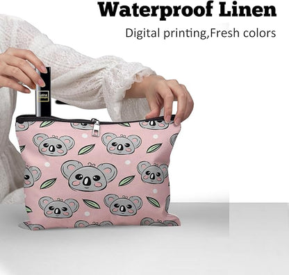 Cafl Cute Koala Face Makeup Bag Koala Cosmetic Bag for Women Large Capacity Make Up Bag Portable Travel Toiletry Pouch Organizer 10 * 8inch