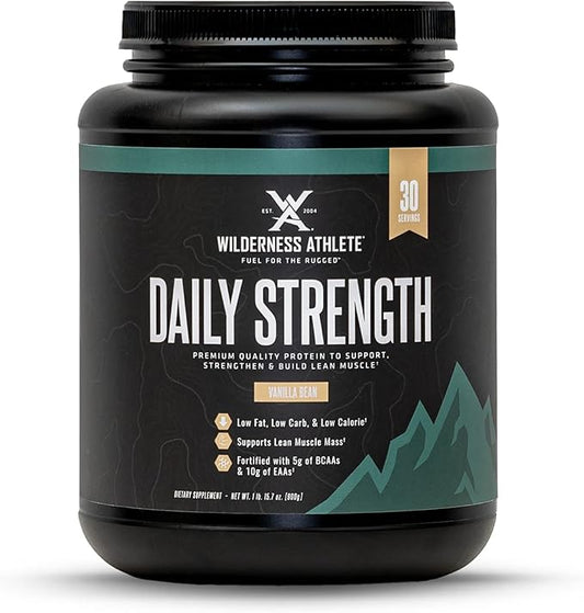 Wilderness Athlete - Daily Strength Premium Protein | Whey Protein Powder for Women & Men - Best Protein Powder for Lean Muscle - Clean Protein Powder with Whey Protein Isolate (Vanilla Bean)