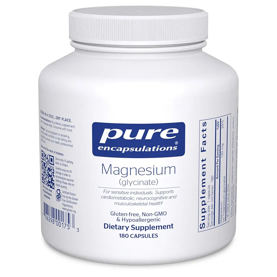 Pure Encapsulations Magnesium  - Supplement to Support Stress Relief, Sleep, Heart Health, Nerves, Muscles, and Metabolism* - with Magnesium Glycinate - 180 Capsules