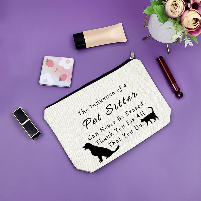 Pet Sitter Gifts Pet Lover Gifts Makeup Bag Dog Cat Lover Gifts for Women Appreciation Gifts Ideas Cosmetic Bag Birthday Thanksgiving Day Christmas Gifts for Her Cosmetic Travel Pouch