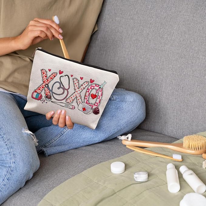 Pink XOXO Nurse Makeup Cosmetic Bags - Gifts for Nurses