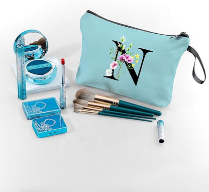 SEAMOON Appreciation Initial Monogram Gifts for Sisters from Sister Employees Team Bride Womens Unique Mom Personalized Makeup Cosmetic Bag with Mirror Mothers Day Christmas Graduation N