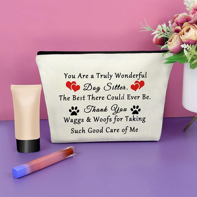 Pet Sitter Appreciation Travel Makeup Bags Cosmetic Organizer Bag Animal Trainer Thank You Gift Dog Lover Gifts for Girls Dog Sitter Christmas Birthday Present
