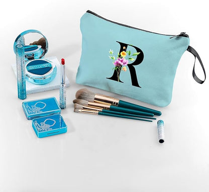 SEAMOON Women Birthday Maid of Honor Monogrammed Gifts for Bride Bridesmaid Sister Friend Her Teacher Makeup Cosmetic Bag with Mirror Mothers Day Christmas Graduation R