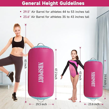 Air Barrel - Air Roller Gymnastics Barrel for Back Handspring Trainer, Air Track Tumble Mat with Pump for Gym Training/Yoga Balance Exercise/Cheerleading/Home and Outdoor Use