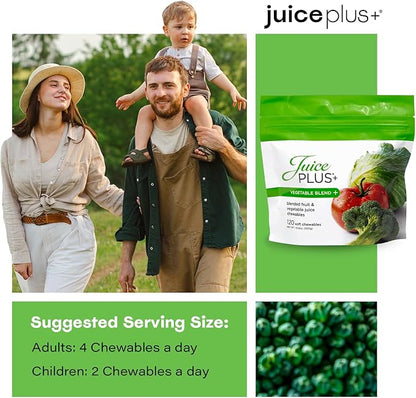JuicePlus+ Vegetable Blend Soft Chews (Chewables) - Delicious Vegan Gummies with 11 Nutrient-Rich Vegetables for Daily Wellness! Boost Intake of Vitamins & More - For Kids & Adults-(30 Adult Servings)