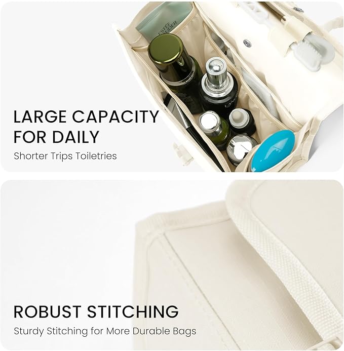 Travel Toiletry Bag for Women with Collapsible Hanging Hook, Portable Water-resistant Makeup Cosmetic Bag Organizer with Handle for Bathroom, Travel, Shorter Trips, Gym, Camping, Gifts for Women