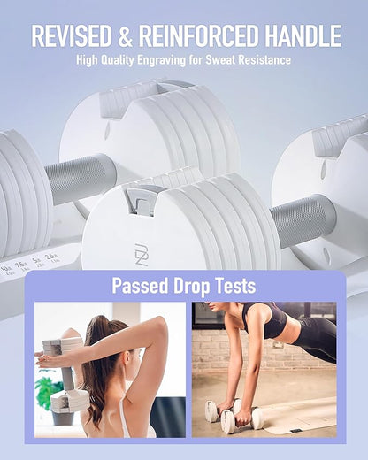 Adjustable Dumbbell 12.5/25lb Set of 2 or Single Unit Piece Weight Training Fitness Exercise Body Workout 5 in 1 for Home Gym Beginners Woman