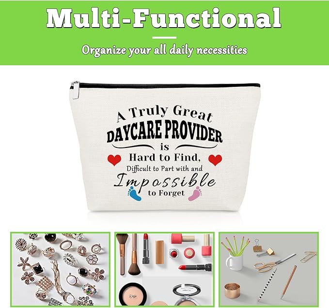Daycare Provider Appreciation Gift Teacher Gift for Women Cosmetic Bag Makeup Bag Thank You Presents for Childcare Provider Childhood Educators Teacher's Day Christmas Birthday Presents Travel Pouch