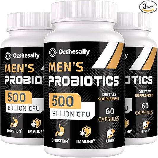 Probiotics for Men, Men Care Supplement, Gut Health for Men, 500 Billion CFUs & 12 Strains, Mens probiotic with Turmeric, Cranberry, Goji, for Digestive, Immune & Bloating Health, 3packs