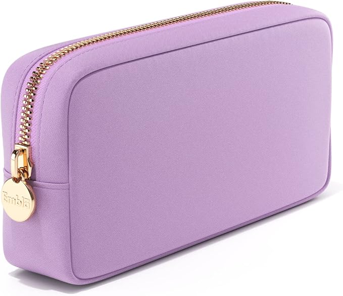 Embla Makeup Bag Travel Cosmetics Pouch and Toiletry Bag, Nylon Zipper Pouch Purse, Cute Make Up Organizer Storage Tote for Women Girls, Waterproof Travel Skincare Case, Small Makeup Bags, Plum