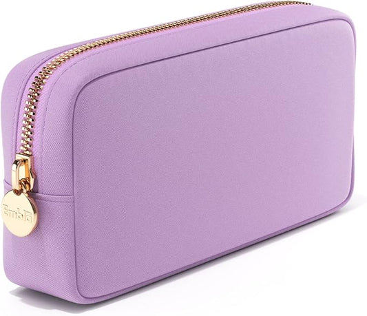 Embla Makeup Bag Travel Cosmetics Pouch and Toiletry Bag, Nylon Zipper Pouch Purse, Cute Make Up Organizer Storage Tote for Women Girls, Waterproof Travel Skincare Case, Small Makeup Bags, Plum