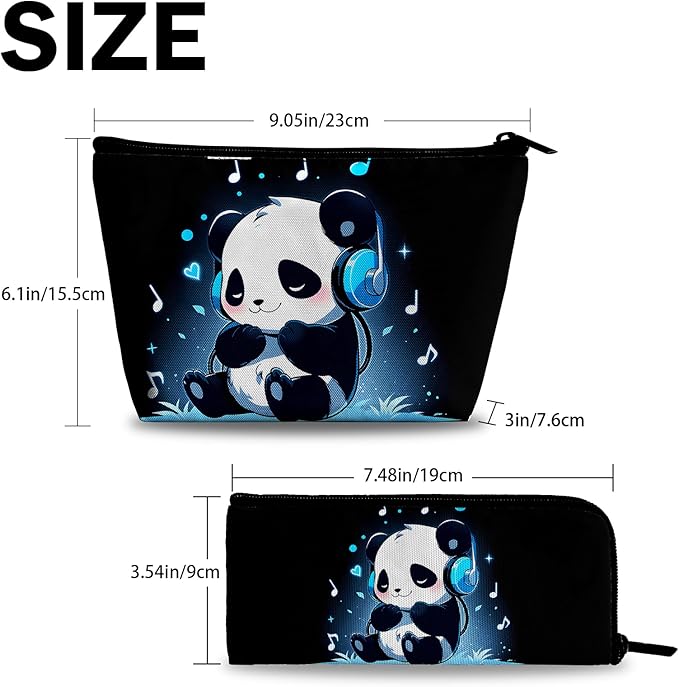 Cute Panda Makeup Bag for Women Girls Cartoon Travel Bags Cosmetic Bag Make Up Bags Zip Pouch for Travel Essentials