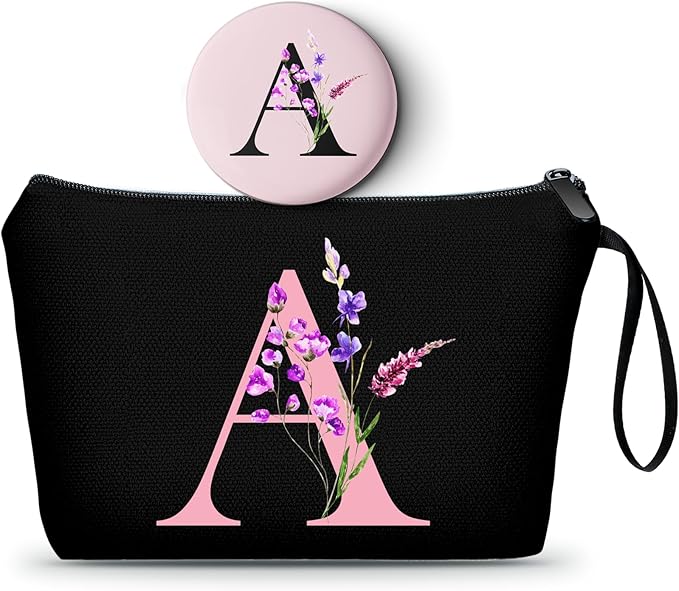 SEAMOON Women Birthday Unique Maid of Honor Friendship Gifts for Women Sister Bridesmaid Bride Personalized Travel Makeup Cosmetic Bag with Mirror Valentines Mothers Day Christmas Graduation A