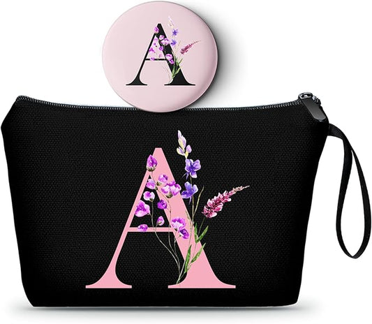 SEAMOON Women Birthday Unique Maid of Honor Friendship Gifts for Women Sister Bridesmaid Bride Personalized Travel Makeup Cosmetic Bag with Mirror Valentines Mothers Day Christmas Graduation A